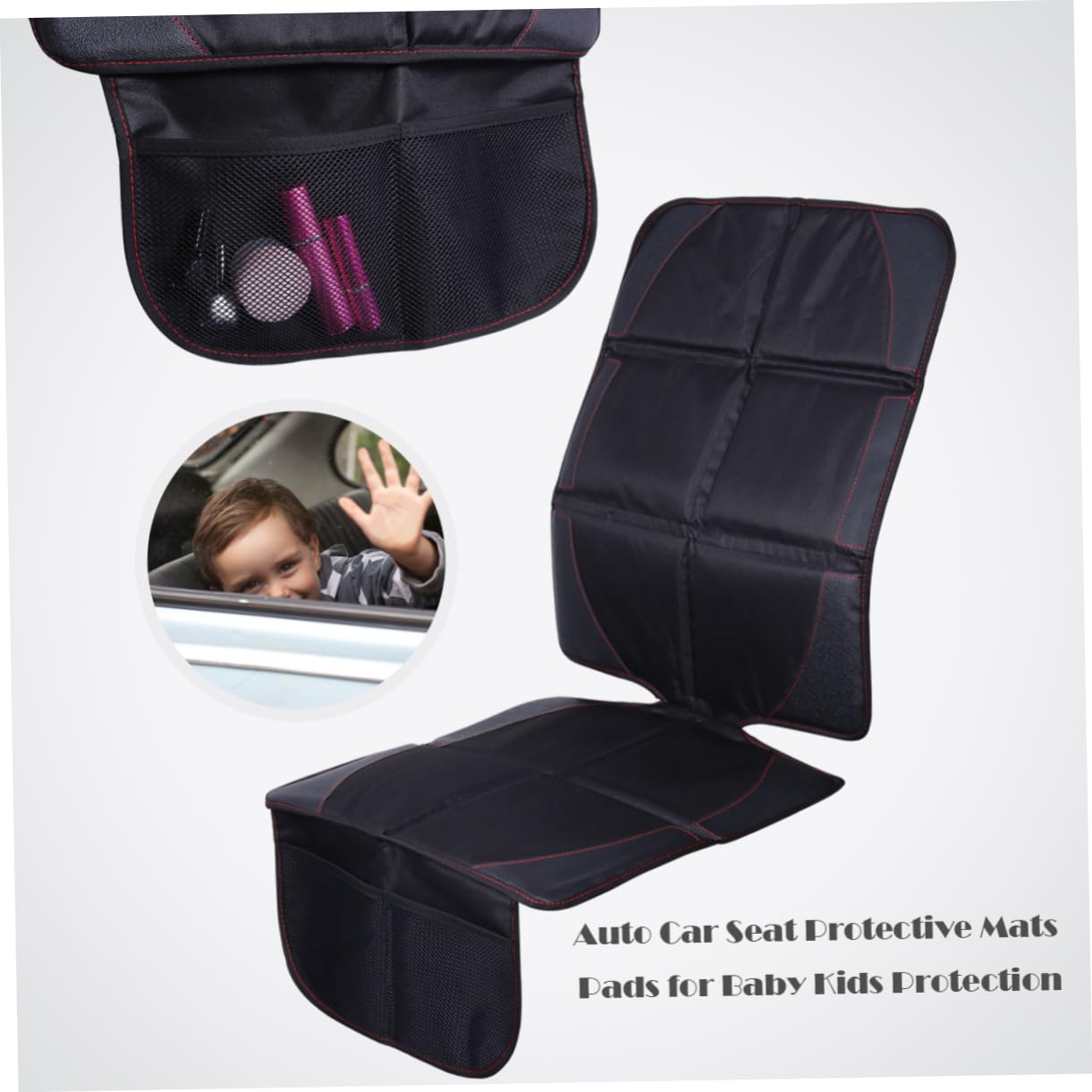 BESTOYARD Protezione per Seggio Auto per Bambini, Lavabile, Tasche, Nero