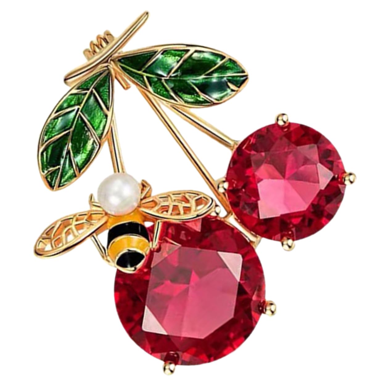 Holibanna Kirschbienen-Brosche für Gold Brosche Blumen Stifte dekorativ Kleidungsverzierung Broschennadel aus Kirsche Kleidung Brosche Kirsche Brosche Kirsche Stift Kupfer