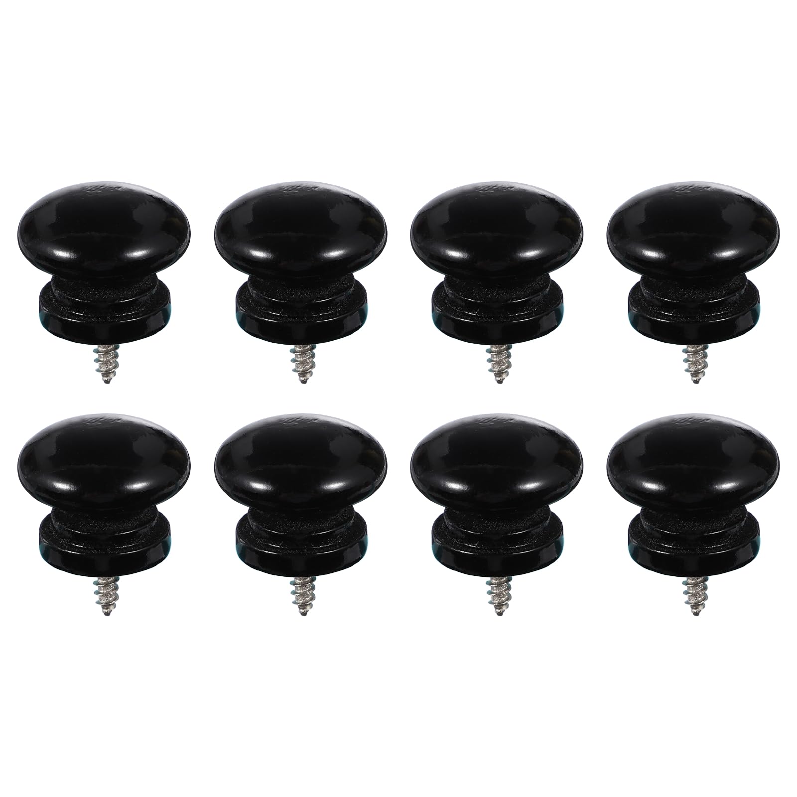 sourcing map 8 Pcs Wood Cabinet Knobs, Round Self-Tapping Solid Wooden Drawer Knobs Mushroom Pulls Handles for Furniture Closet Dresser Wardrobes, Black (1-1/16" Diameter, 7/8" Height)