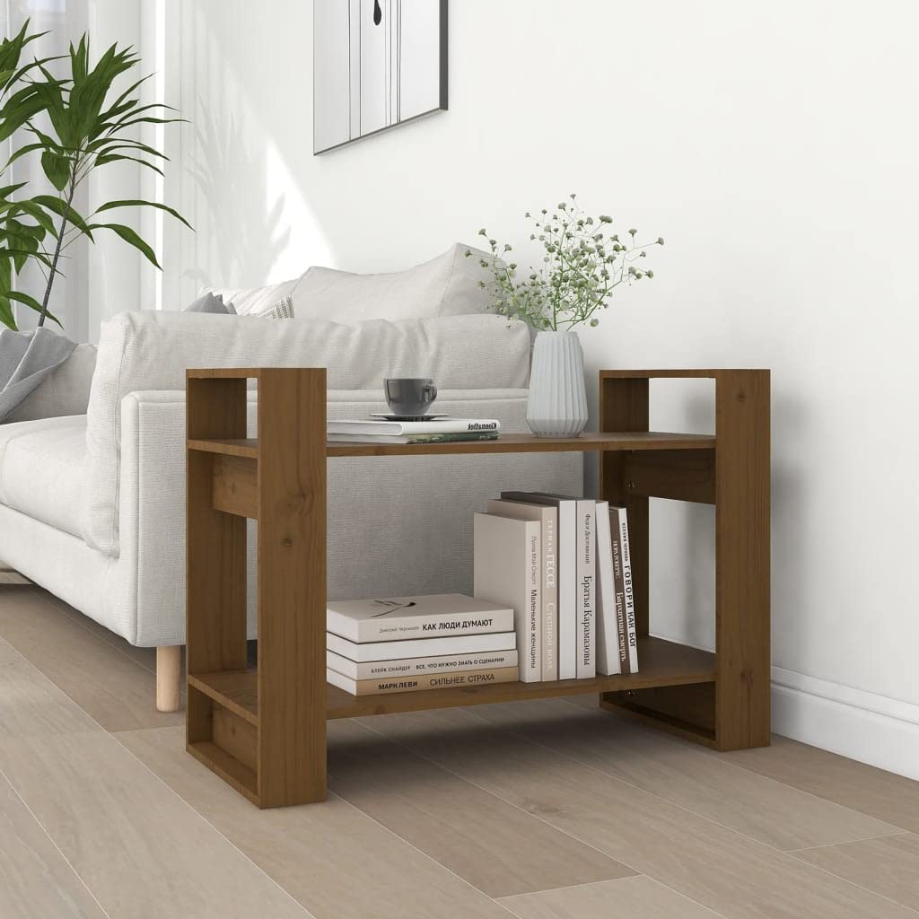 Fengshui Regał na książki 80 x 35 x 56 cm z litego drewna sosnowego, ścianka działowa, miodowo-brązowy, uniwersalny regał na książki z wytrzymałą ramą i dużą ilością miejsca do przechowywania książek