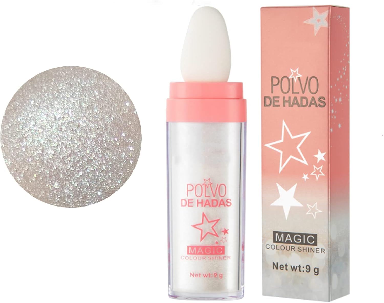 Highlight Patting Powder for Body and Hair, Glitter Powder, White, Highlighter, Powder, Glitter, Powder, Loose Brush Stick, Body Fairy Hair High Light Patting Powder- MELLTONG