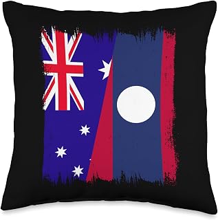 Australia Laos Half Flag Australian Laotian Roots Throw Pillow