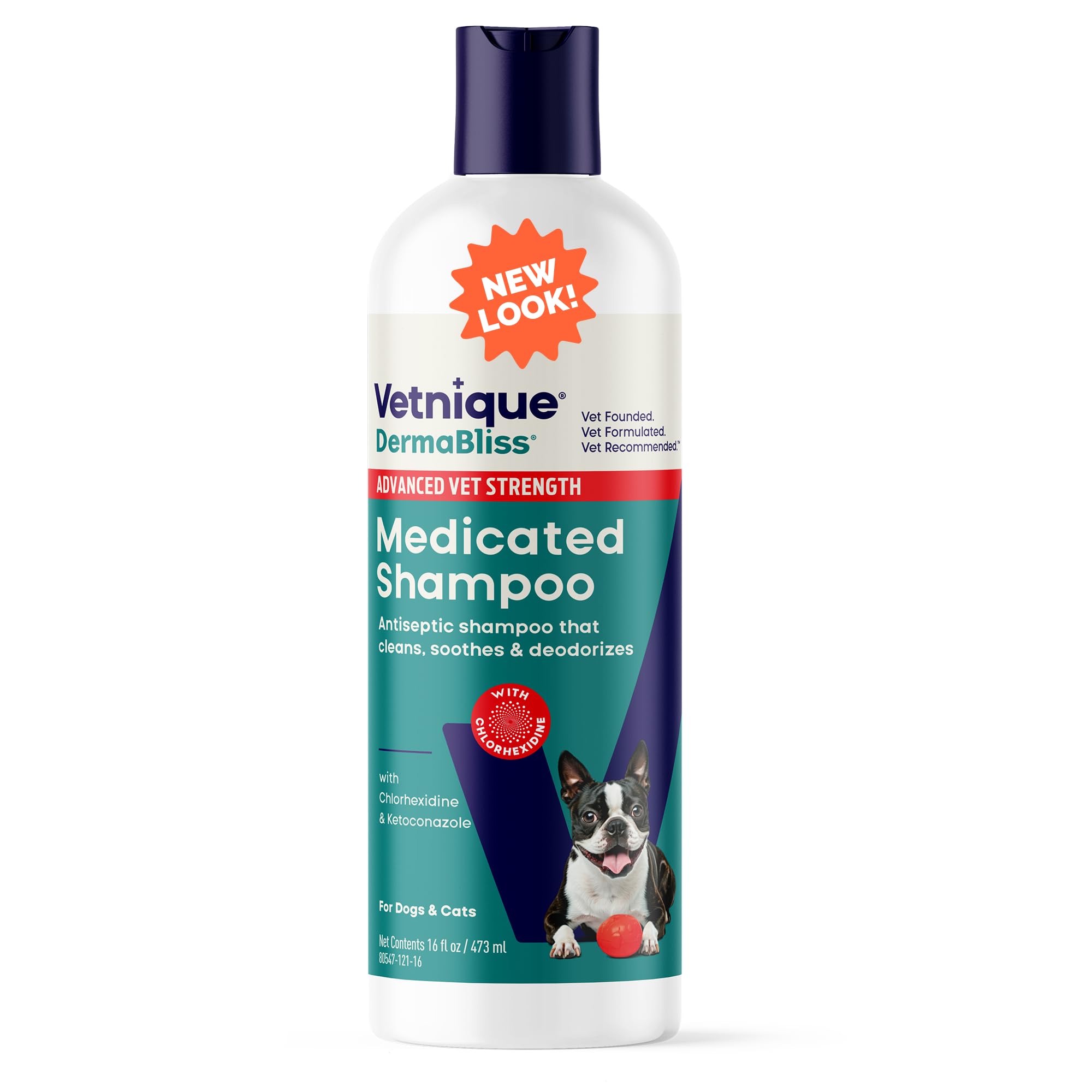 Vetnique Dermabliss Advanced Vet Strength Chlorhexidine for Dogs - Antibacterial Medicated Dog Shampoo - for Skin Infections & Irritation, Hot Spots & Redness Relief (Medicated Shampoo, 16oz)
