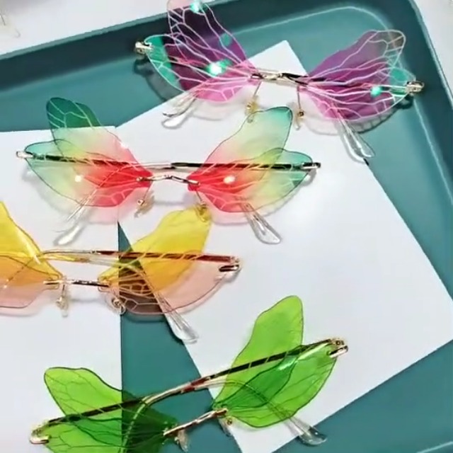 Dragonfly Wings Transparent Sunglasses Amazon.com: Fashion Rimless Dragonfly Wing Sunglasses Women  main image 2