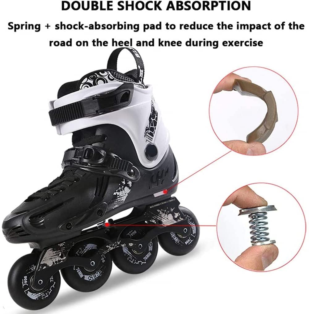 Rollers en ligne pour adultes et enfants - 36-41 - Sûrs et durables - Silencieux, respirants - Roues 90 A en polyuréthane - Pour garçons, filles, adolescents, adultes et débutants - Noir - F (25,4 cm)