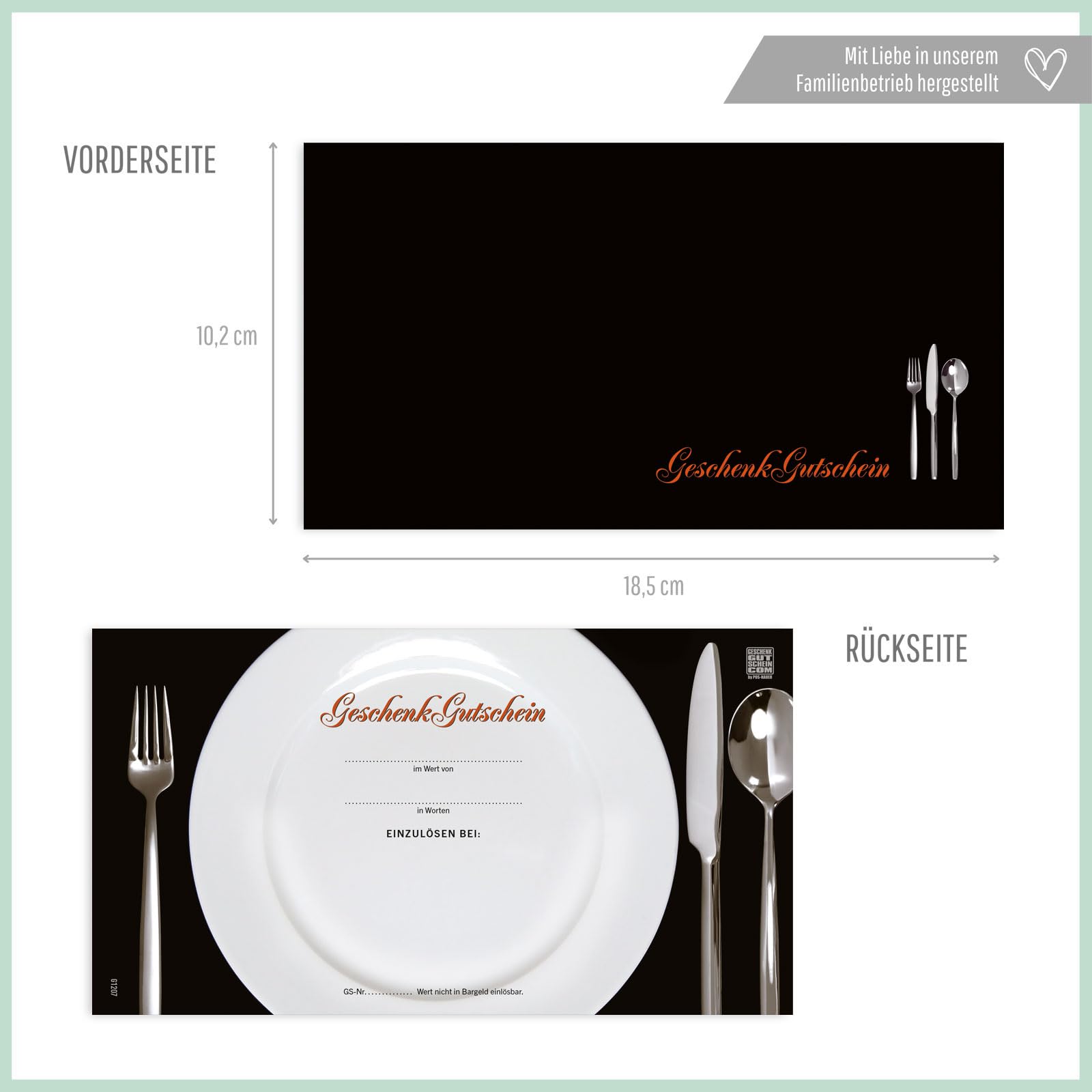 Gutschein-Set. 100x Gutschein + Kuvert. Für Restaurant Gasthaus Hotel. Blanko zum selber Ausfüllen.