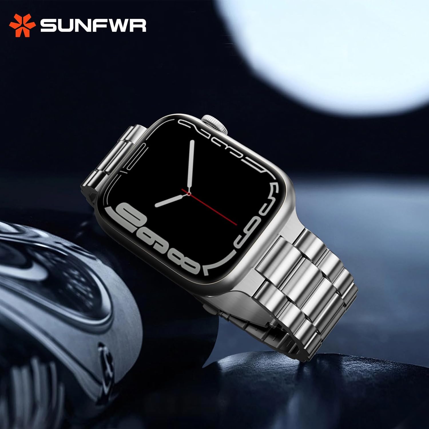 SUNFWR Compatible with Apple Watch Band 49mm for Men Women, Stainless Steel Metal iWatch Band with Case for Apple Watch Ultra/Ultra 3/2/1 (Silver, 49mm) - Image 4