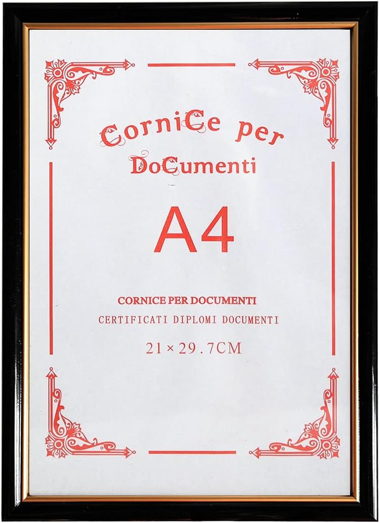 GUTEINTE A4 Certificate Photo / Frame Wall, Document Frame 21 x 29.7 cm - Passepartout for Photo 15x20 cm Included - Modern and Elegant (Black)