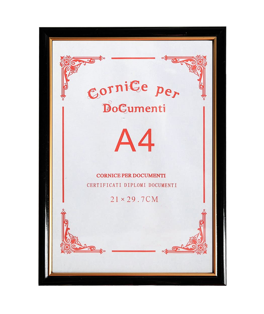 GUTEINTE A4 Certificate Photo / Frame Wall, Document Frame 21 x 29.7 cm - Passepartout for Photo 15x20 cm Included - Modern and Elegant (Black)
