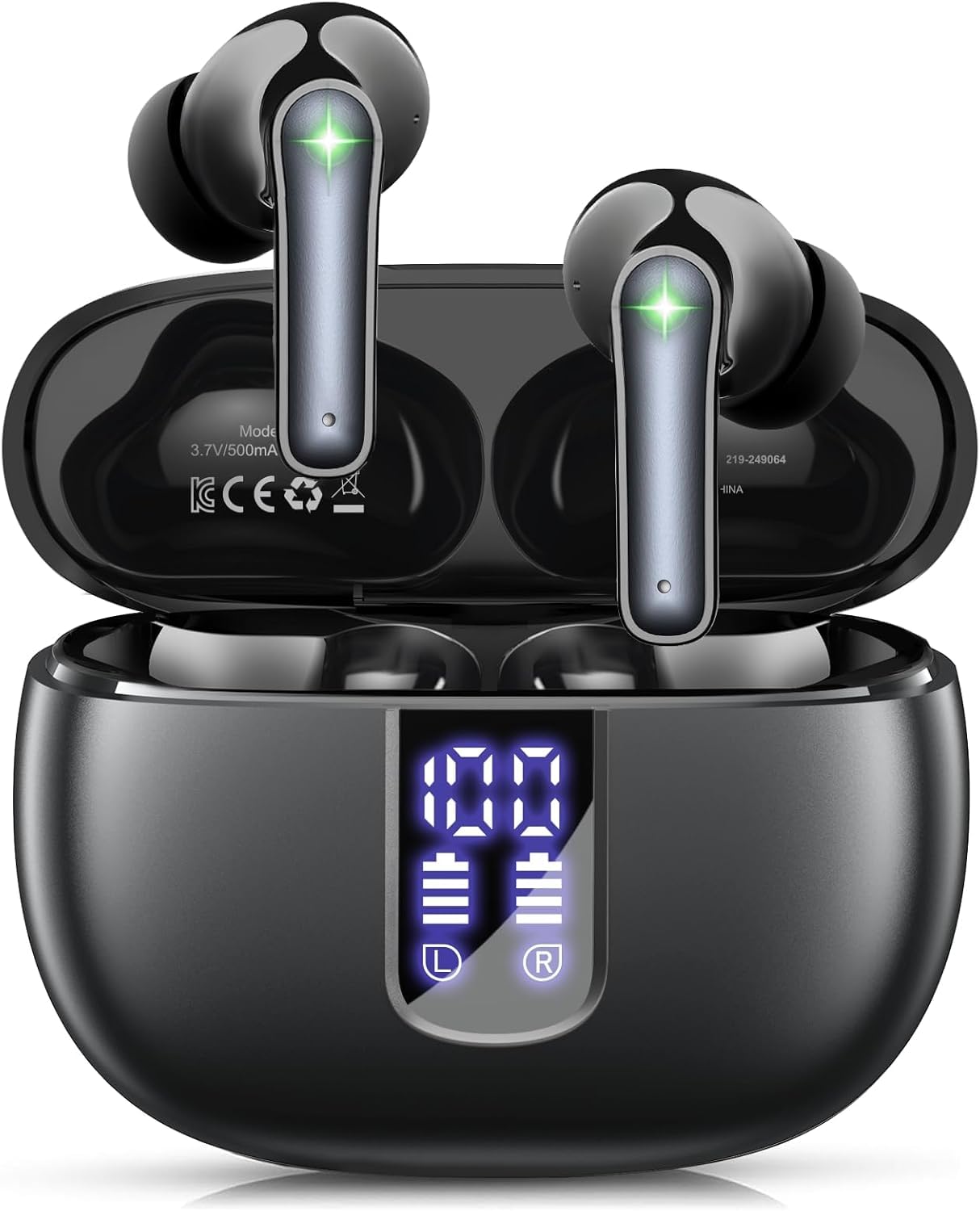 Wireless Earbuds Bluetooth 5.4 Headphones with 48H Playtime Ear Buds | Noise Cancelling Mic, LED Power Display Charging Case, IPX7 Waterproof Bass Stereo Earphones for iPhone Android Phone/Laptop