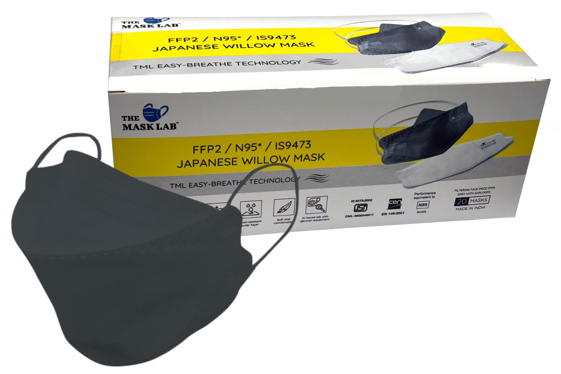 High Filtration FFP2 Certified and N95* Japanese Willow mask for face Anti Pollution and protective Face mask (for men and women) ISI CML-9600046017 and CE Notified 2233