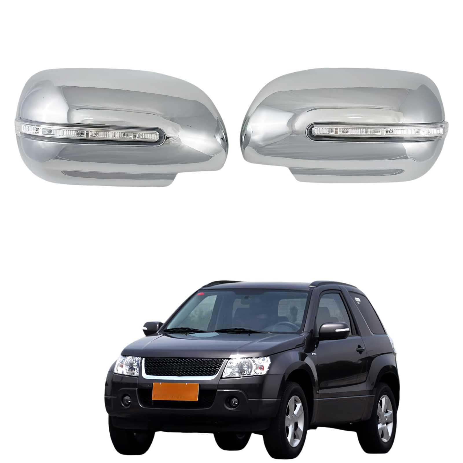 PAPEP Door Mirror Cover Caps for Suzuki Vitara 2008 Plating, Left Right Side Wing Rearview Mirror Cover Lid 2 Pieces Exterior Styling Accessory