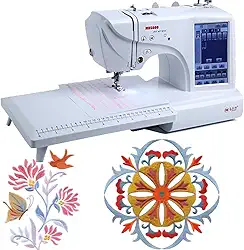 Máquina de bordar automática 2 em 1 com tela de toque LCD, máquina elétrica computadorizada para roupas e roupas de cama, enfiador de agulha automático, área de bordado 4 'x 9,2'