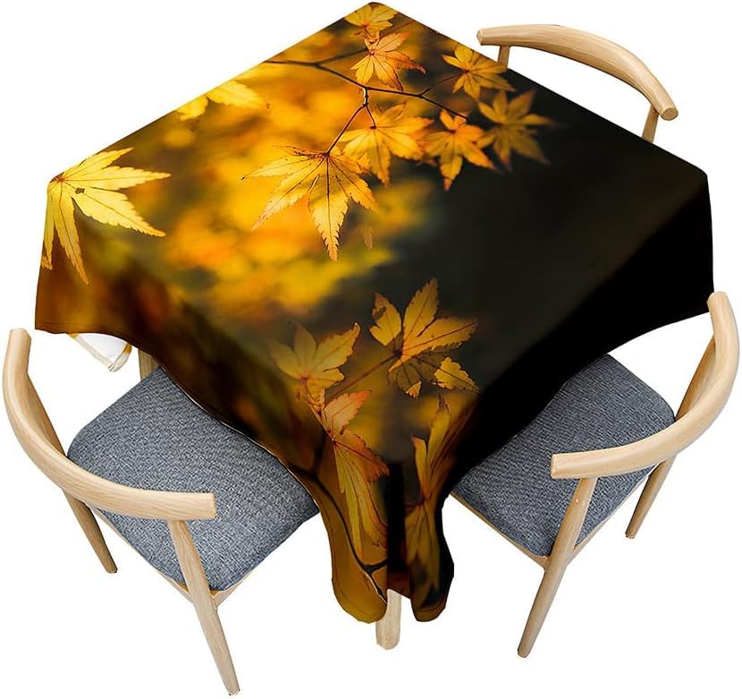 Tizhweqo Mantel Mesa Rectangular Otoño, Manteles Antimanchas Hoja de Arce, 3D Impresión Mantel Impermeable Lavable para Cocina Salón Comedor, 140x300 cm Q.P2130