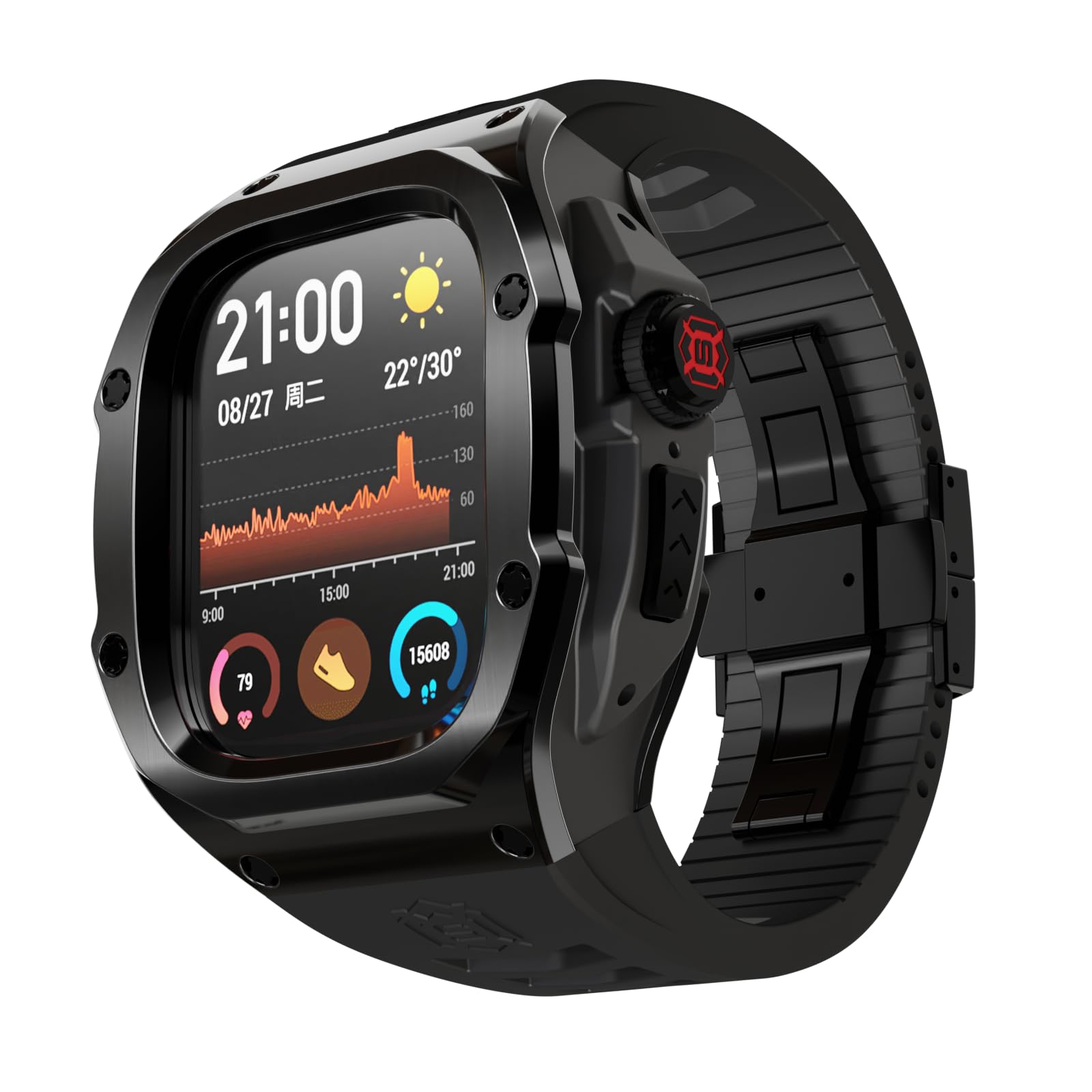 VeveXiao Funda resistente con correa compatible con Apple Watch Ultra 49mm funda protectora metal con correa de silicona a prueba golpes para iWatch Ultra 49mm correa para hombre y mujer