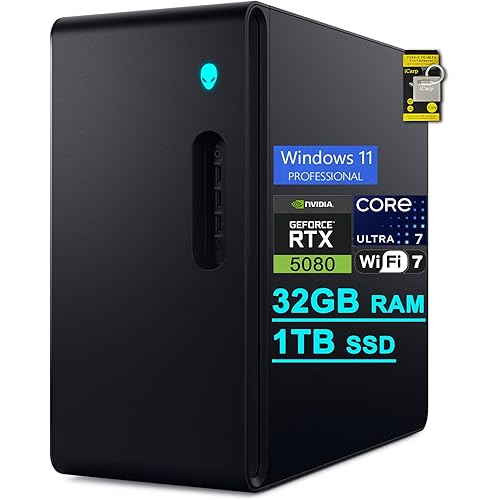 Dell Alienware Aurora ACT1250 Gaming AI Desktop Intel 20-core Ultra 7 265F 32GB RAM 1TB SSD GeForce RTX 5080 GDDR7 (Up to 1801 AI Tops) 240mm Liquid Cooler 1000W PSU 2.5Gb Ethernet Win11Pro ICP Hub