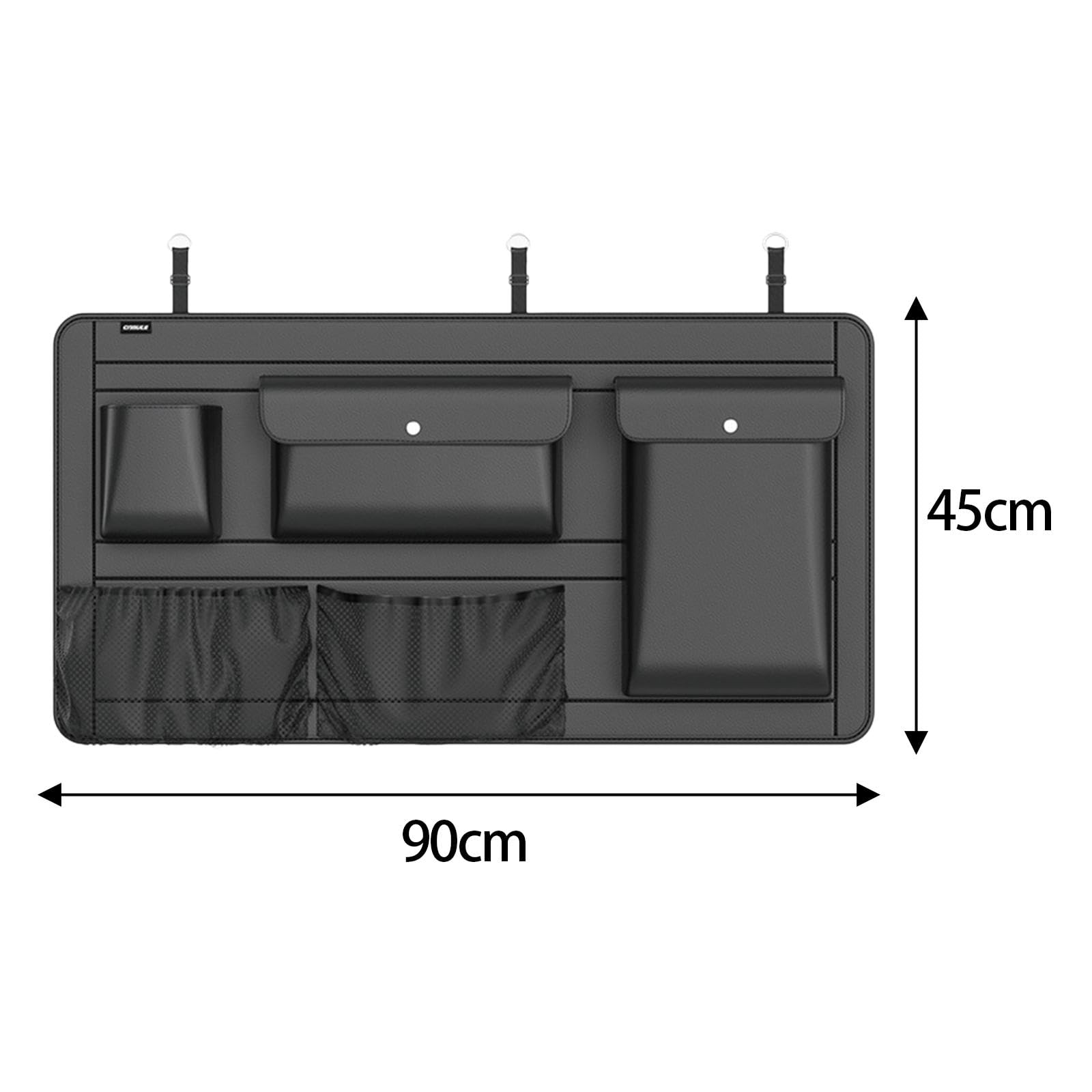 predolo Car Trunk Organizer Aufbewahrungsbox Mehrere Taschen PU Wasserdicht Rücksitz Hängend mit Schnallen für Familien Reisen Auto 90cmx45cm