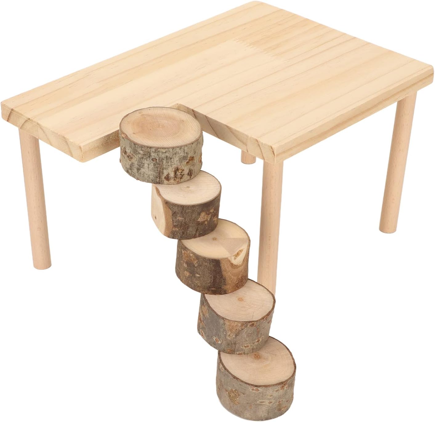 Tnfeeon Hamster Stand, Toys Small Pet Wooden with Pillars Ladder Bridge Climbing Chew Toy Cage Accessories for Hamster Squirrel Gerbil Chinchilla Bird