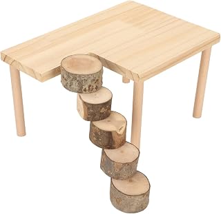 Tnfeeon Hamster Stand Platform, Toys Small Pet Wooden Platform with Pillars Rodent Ladder Bridge Climbing Chew Toy Cage Accessories for Hamster Squirrel Gerbil Chinchilla Bird