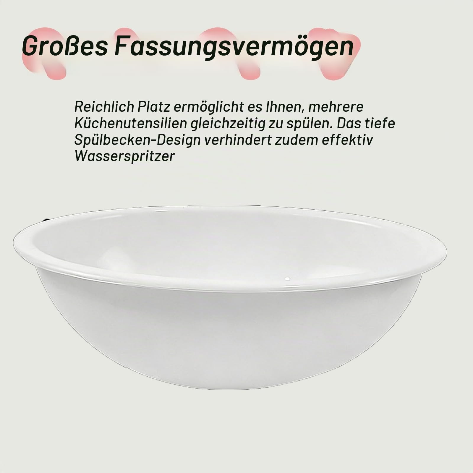 Waschbecken Camping, Ovales Kunststoff Camping Waschbecken mit Abwasseranschluss, Einzelbecken für Wohnmobile, Spüle Wohnmobil für Wohnwagen und Campingküchen