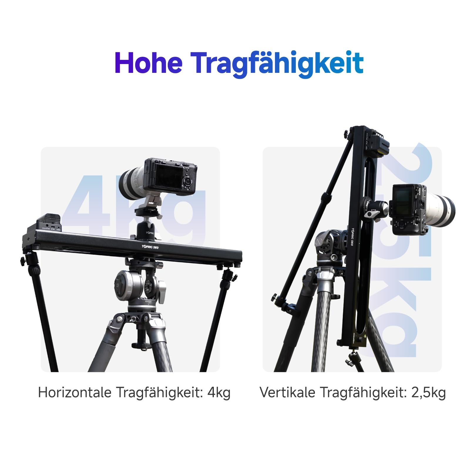 Accsoon - Toprig S60 - Slider motorizzato per riprese video - Carico massimo di 2 kg in verticale e 4 kg in orizzontale - Velocità 5 cm/s - Distanza massima di spostamento: 425 mm