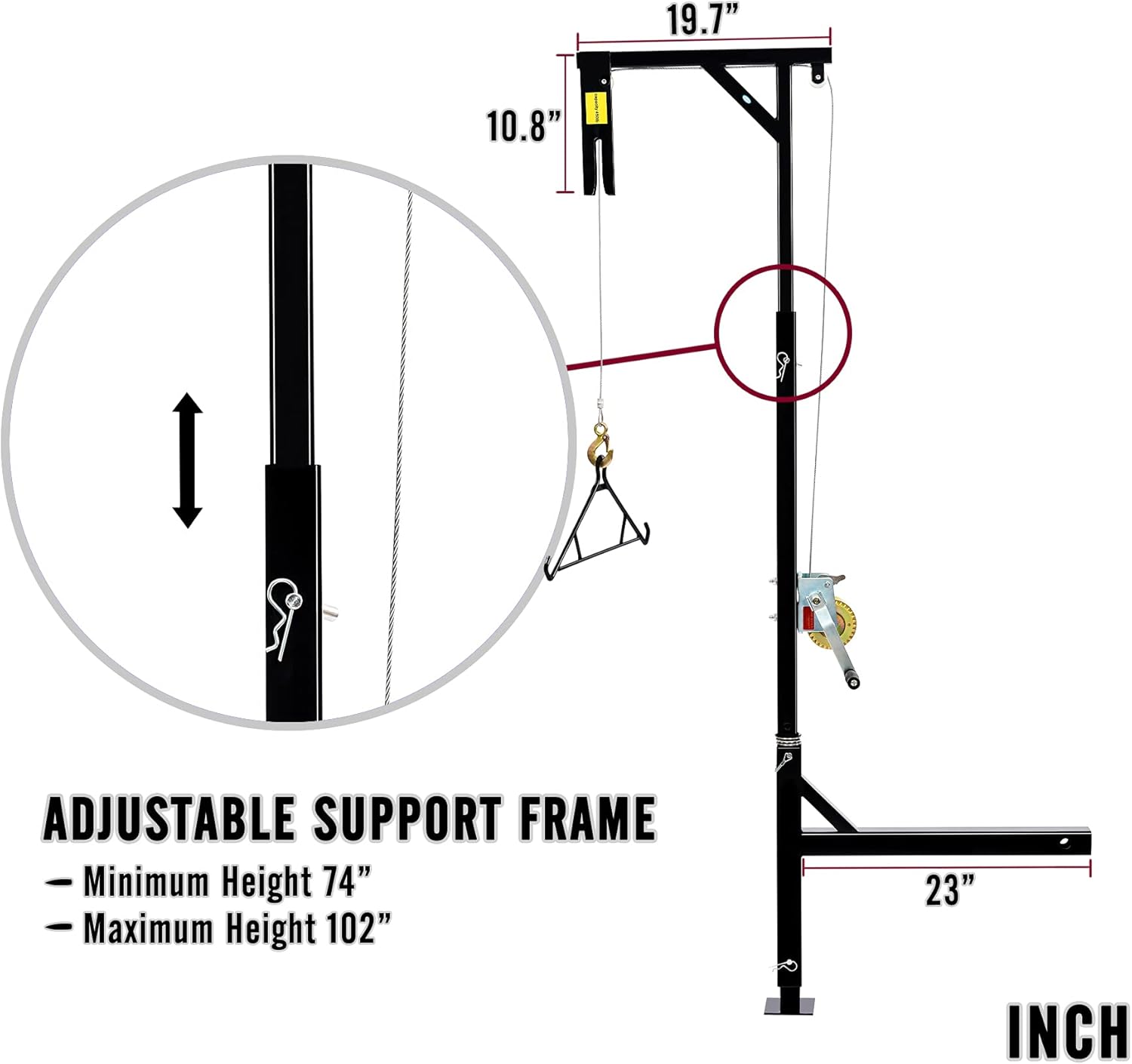 KNINE OUTDOORS Portable Game Hoist with 450 Pounds Capacity Truck Hitch Mount Deer Hanger with 360 Degree Swivel Complete Hoist Kit with Winch and Gambrel for Hunting Season Game up to 450lb : Sports & Outdoors