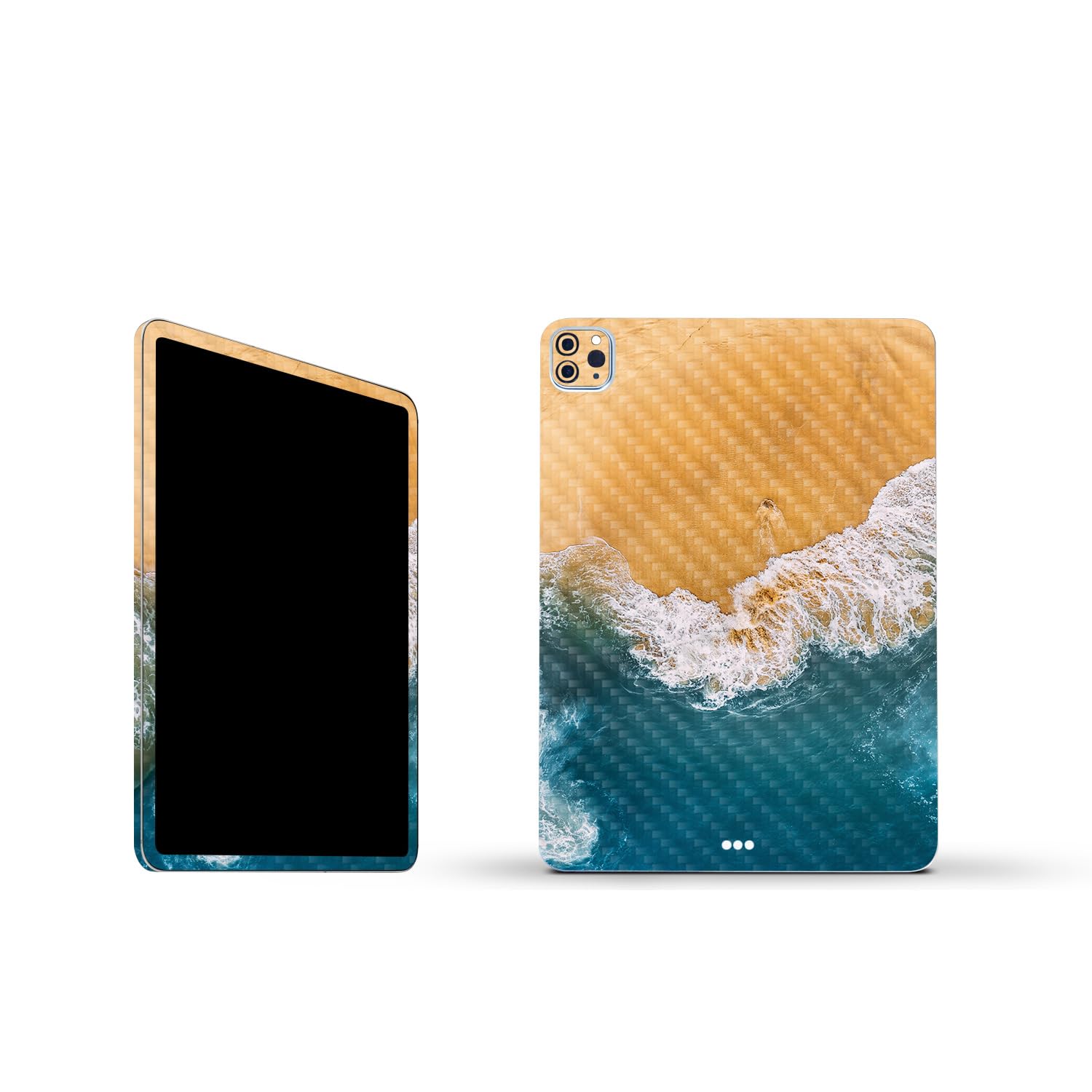 MightySkins Carbon Fiber Skin Compatible with Apple iPad Pro 11" M2 4th Gen (2022) Full Wrap Kit - Sea and Sand | Protective, Durable Textured Carbon Fiber Finish | Easy to Apply | Made in The USA