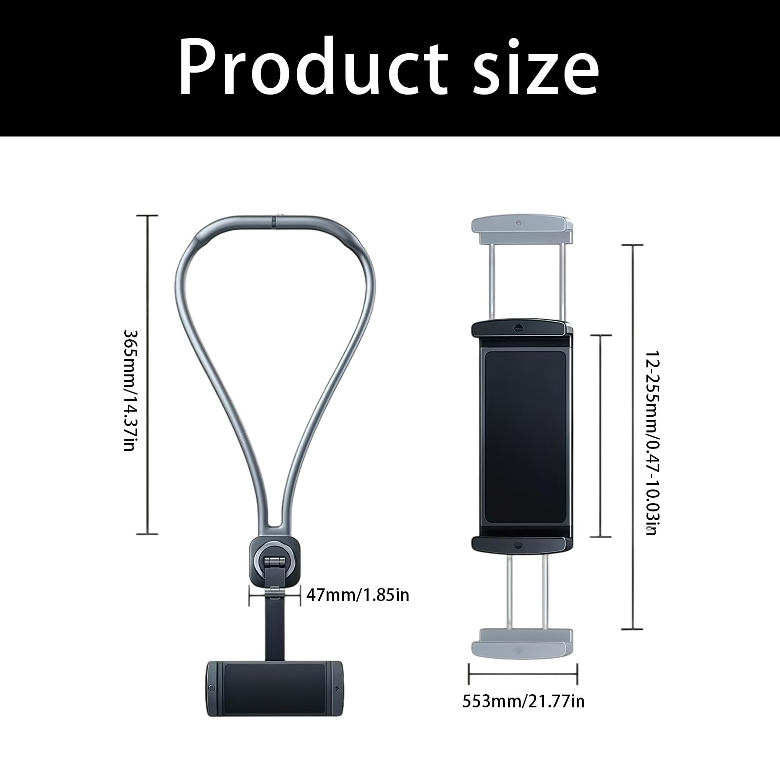 Supporto per Tablet per Sedile Posteriore Compatibile con la Maggior Parte dei Veicoli e Supporto per dispositivi da 4, 7 a 12, 9 Pollici Supporto per poggiatesta Diviso per Pannello