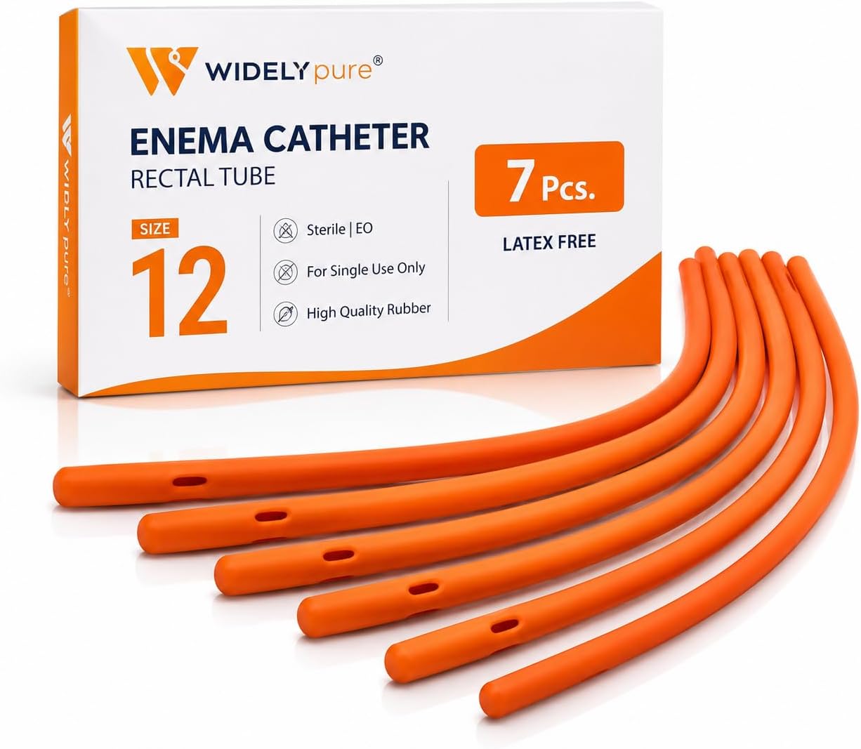 Widely Pure Enema rubber tube 12 number | Enema pipe | Enema tube | Enema Catheter (pack of 7) Orange