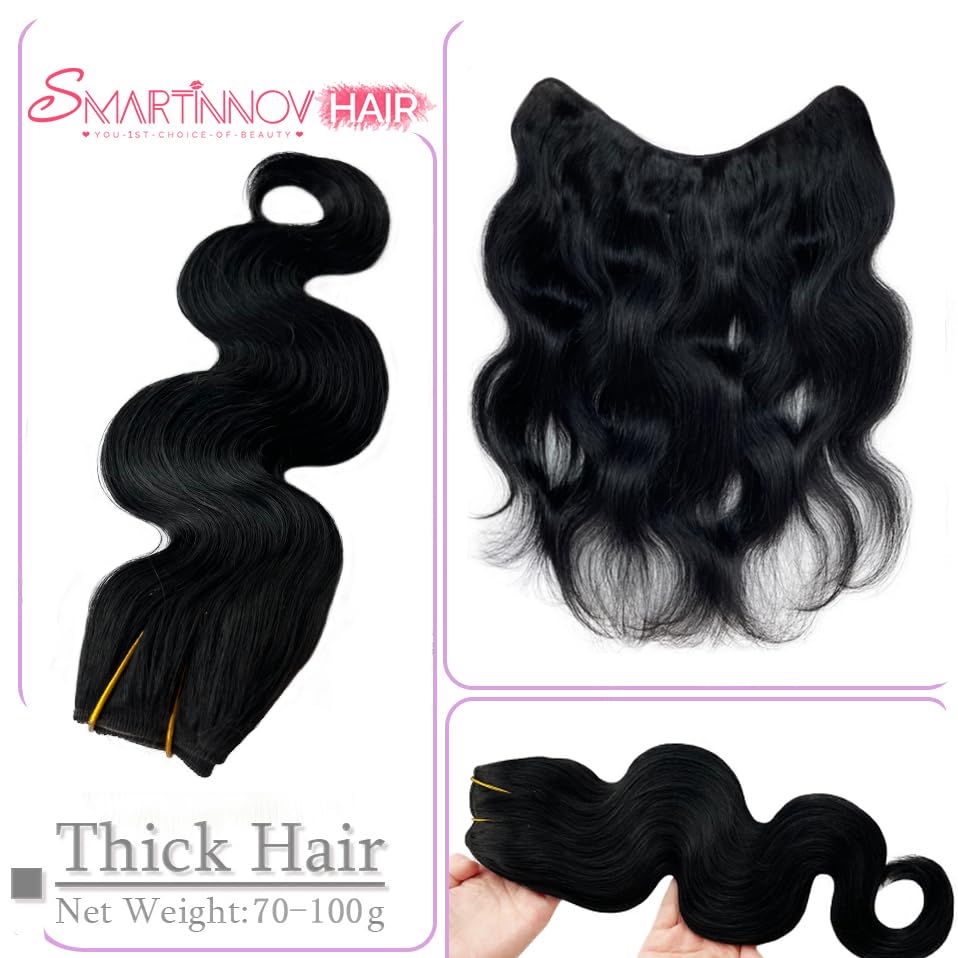 Amazon.com : Jet Black Human Hair Extensions - 3/4 Full Head  display picture 3