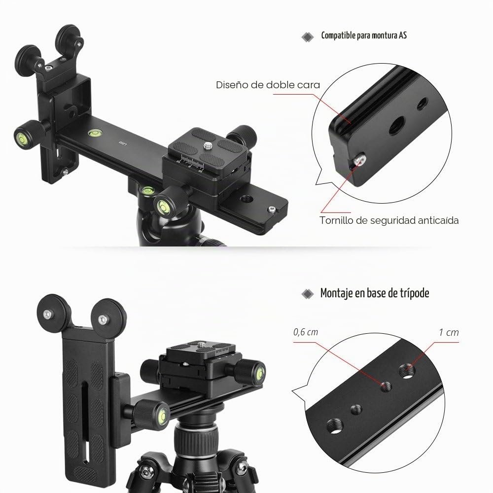 Andoer Lente de Teleobjetivo con Placa Zapata Rápida Sostenedor Largo de la Lente del Soporte Ajustable para Cámara DSLR Trípode Cabeza Compatible con Arca-Swiss