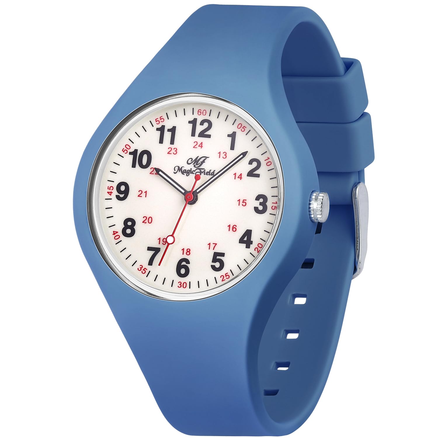 Oyeaho Nurse Watch for Men and Women - Silicone Analog Quartz With Second Hand, Luminous, Easy to Read - Simple Casual Waterproof Wrist Watch