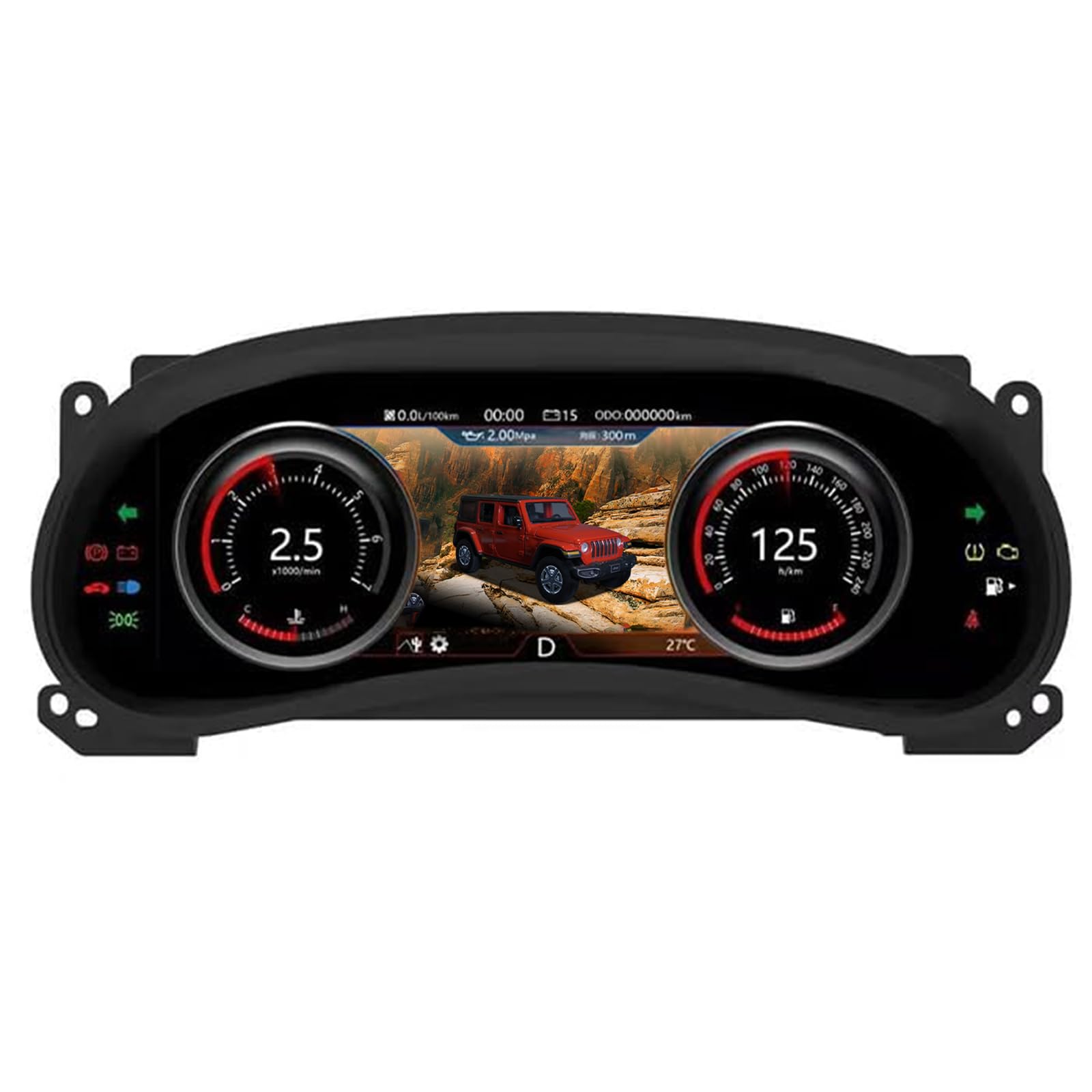 Digital Dash, Automotive Replacement Instrument Panel Gauges, Speedometer Instrument Cluster Replacement for Jeep Wrangler Jk 2011-2017, Digital Cluster Instrument Speedometer - 12.3 inch (AB)