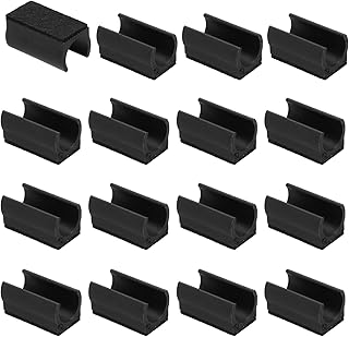 PATIKIL 16pcs Rectangle Chair Leg Cover with Felt Pad, 19mm Slide Smoothly No Scratches No Noise Furniture Feet Hardwood Protectors Tips Floor Glides Tubing Caps for Office,Black Black