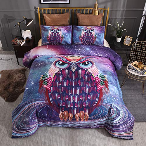 A Nice Night Galaxy 3D Cartoon Owl Printed, for Boys and Girls Comforter