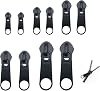 10 Pcs Zipper Pull Replacement, Metal Fix Zip Puller, Universal Durable Zipper Slider for Sewing Coats Jacket/Jeans/Luggage/Backpacks, Detachable Extension & Fixing Pulls Rescue for Repair DIY Crafts