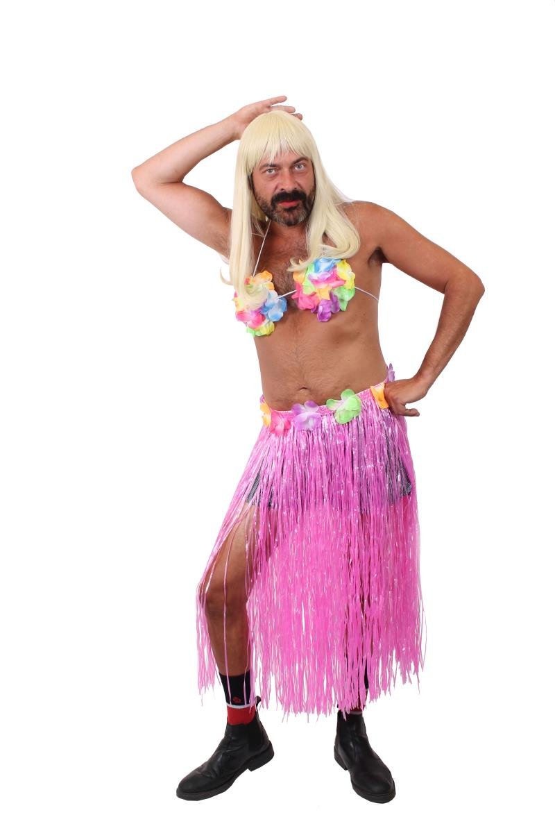 I LOVE FANCY DRESSFunny Stag Do Fancy Dress - Men’s Hawaiian Hula Girl Costume - Drag Outfit for Stag Night, Party or Prank - One Size Fits Most