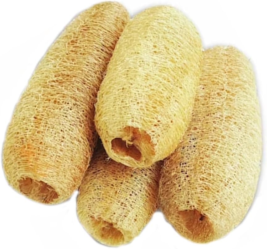 Ground Fiber Natural Loofah Body Scrubber - Skin Friendly, Lightweight, Chemical-Free, Eco-Friendly Bathing Accessory(pack of 6) length 11cm to 18 cm)