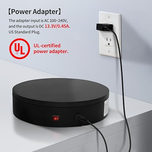 Miniatura 9 de Plataforma giratoria eléctrica motorizada remota Plataforma giratoria giratoria 360 Fotografía Tocadiscos Lazy Susan Base giratoria para fotografía,