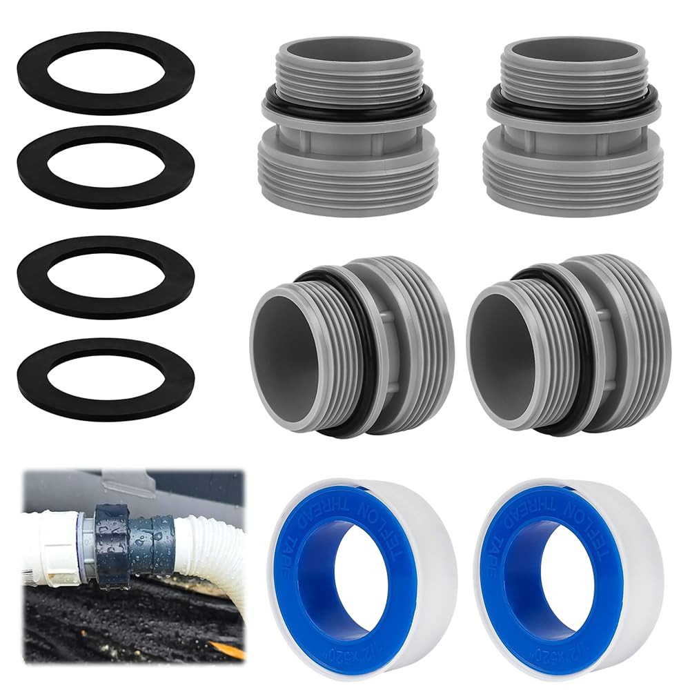 4-Piece Pool Hose Adapter Set for Pool Pump, Hose Adapter Pool, Pool Hose Adapter with Seal, for 40 mm to 1 1/2 Inch Hose, Compatible Conversion Kit for Intex, Coleman Filter Pumps