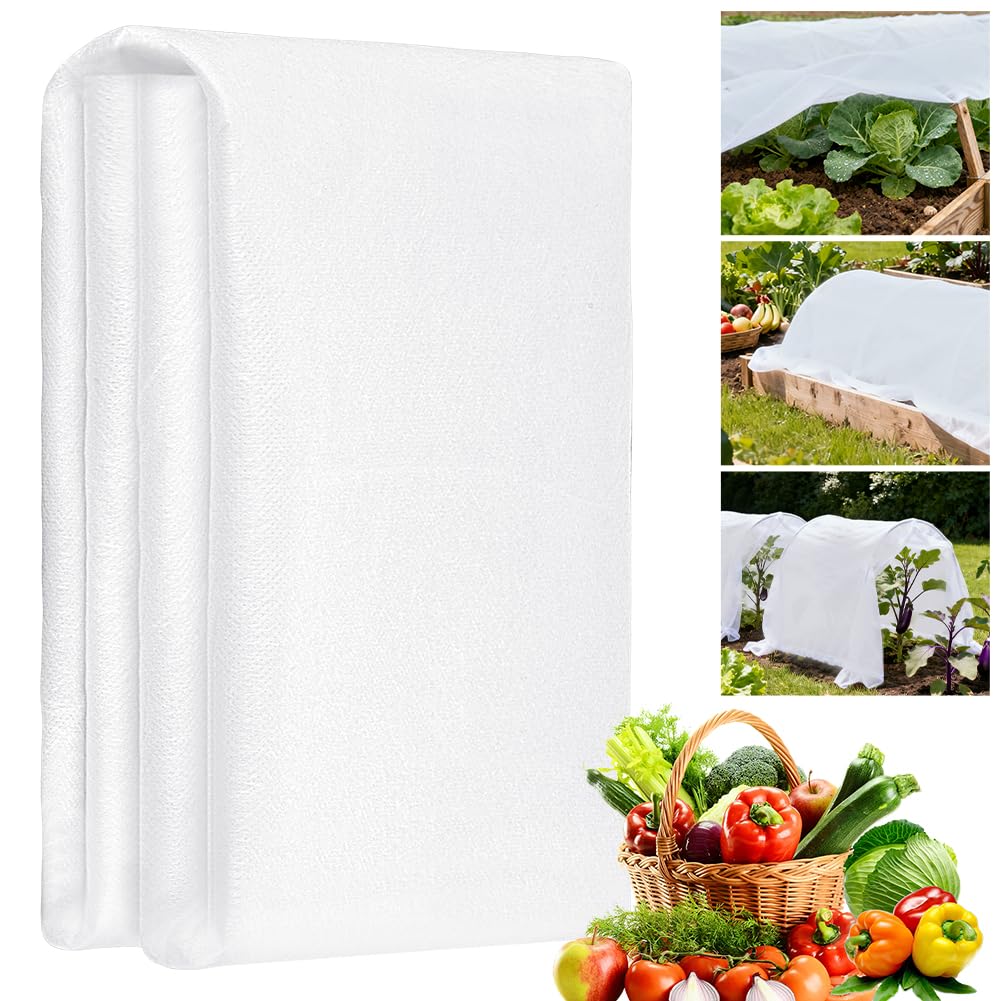 AOOWU Garden Plant Fleece Frost, 2 x 10M 30gsm Horticultural Fleece for Plants, Winter Plant Fleece Frost Protection, Non-Woven Fabric Fleece Dome for Greenhouse, Polytunnel, Farming