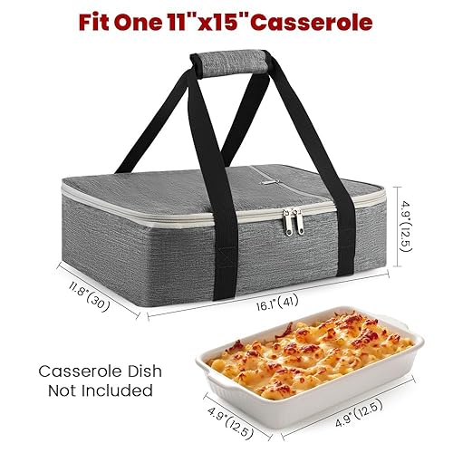 Vista 30 de Bodaon Paquete de 1 cazuela aislada para alimentos calientes o fríos, se adapta a platos de horno de 9 x 13 pulgadas y 11 x 15 pulgadas con tapa