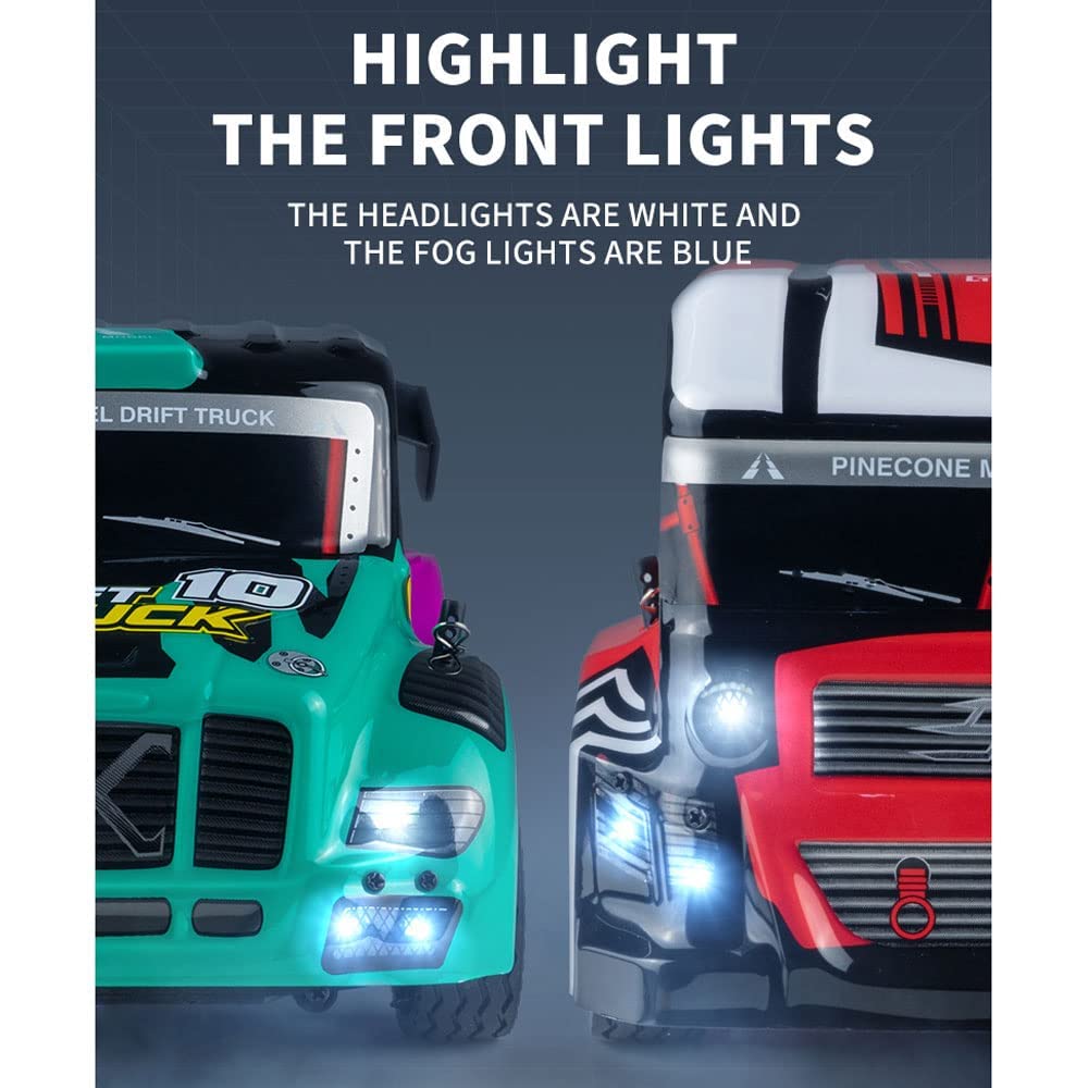 Auto telecomandata in scala 1/16, auto RC per hobby per bambini con luci a LED e pneumatici di ricambio da 4 pezzi, macchinina fuoristrada telecomandata ad alta velocità da 2,4 GHz