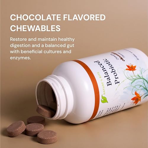 Miniatura 4 de Nature's Rite Cápsulas probióticas diarias, sabor chocolate masticable, múltiples enzimas para una buena digestión para hombres y mujeres, 60