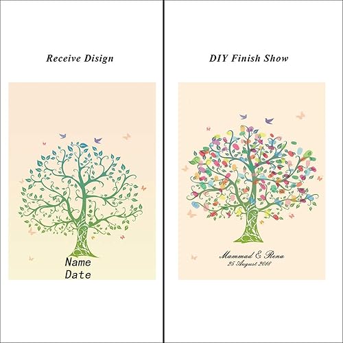 Miniatura 3 de Libro de invitados de boda DIY alternativa personalizada huella dactilar árbol de boda mariposas libro de invitados con almohadilla de tinta