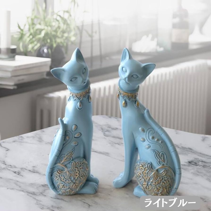 置物 マジェスティック アラビアンキャット 2体セット ライトブルー Amazon.co.jp: [AiO JAPAN] 置物 マジェスティック アラビアン