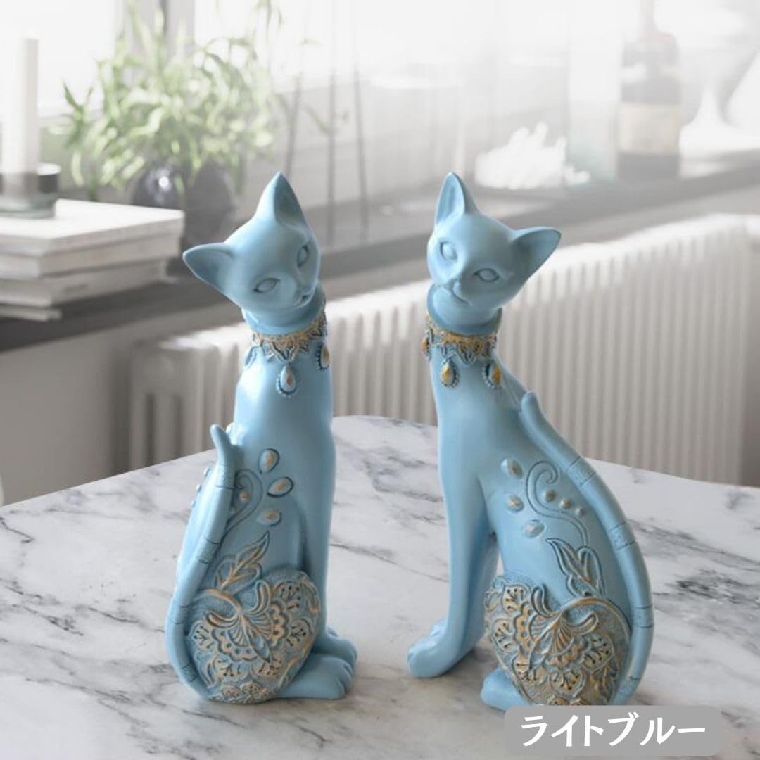 〇置物 マジェスティック アラビアンキャット 2体セット ライトブルー Amazon.co.jp: [AiO JAPAN] 置物 マジェスティック アラビアンキャット