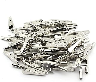 50 pieces of 2"/51mm metal alligator clip spring clip test lead alligator clip silver tone alligator clip nickel-plated alligator clip for laboratory electrical test work and cable lead clips