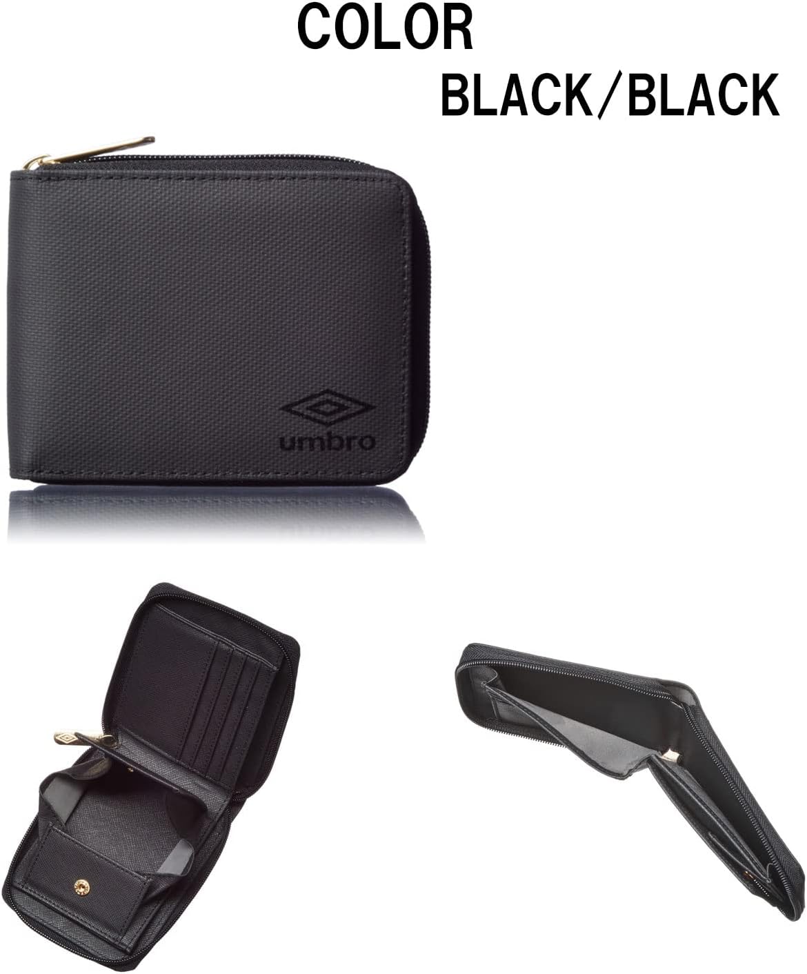 Umbro for MenTarpaulin Zip Around Bi-Fold Minimalist Slim Wallet (Black Logo) - Image 3