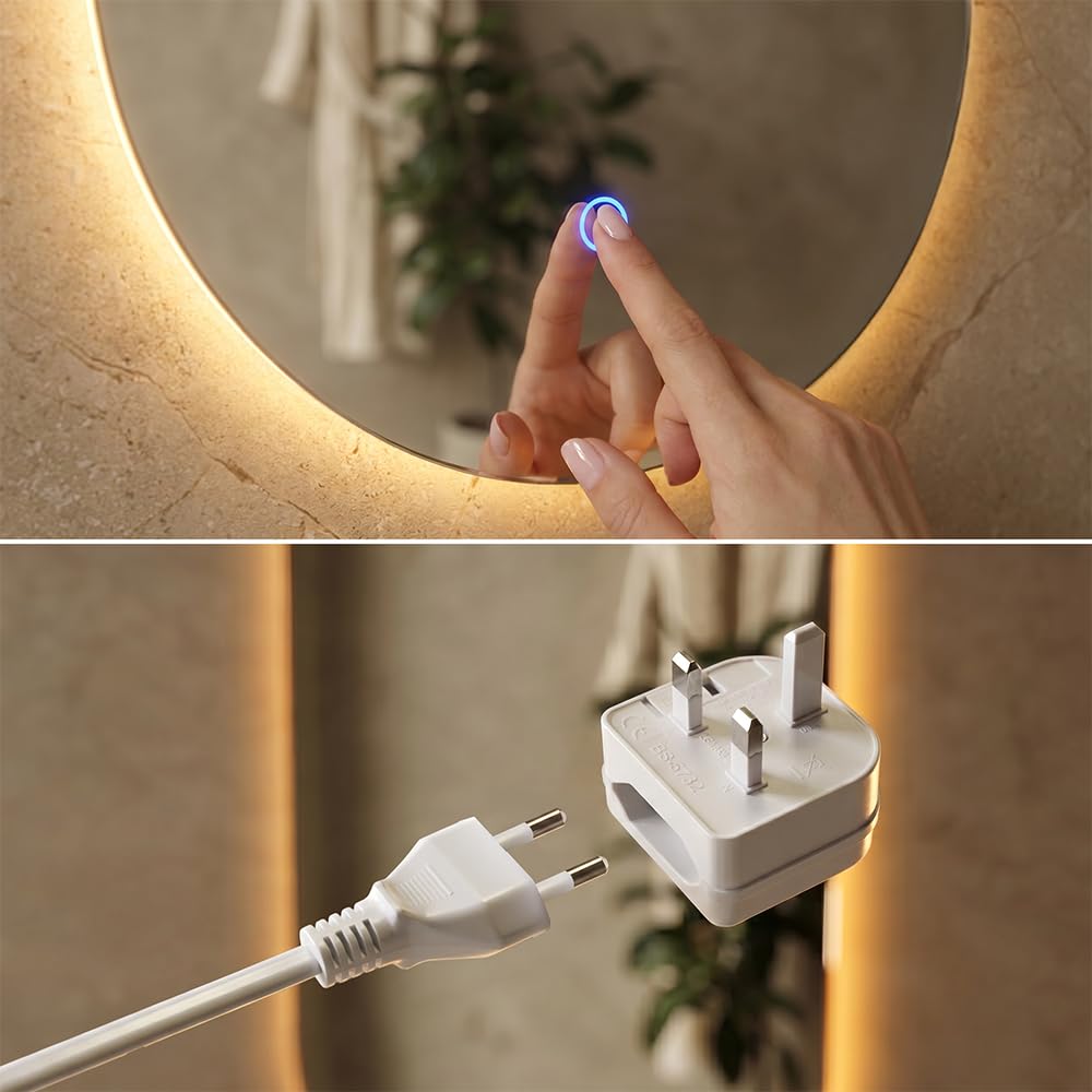 Vicco Espejo de baño, Blanco, 110 x 50 cm | con iluminación LED, para montaje en pared con fuente de luz LED integrada